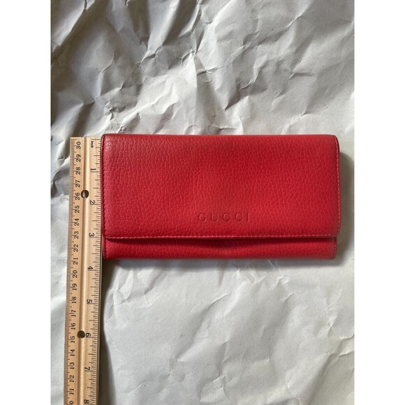 Gucci Wallet Bifold Long Leather Women’s One Size Red Authentic Designer Vintage - Picture 15 of 16